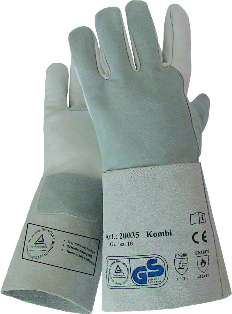NITRAS Schweißerhandschuhe Gr. 10 Voll/Spaltleder Kombi Stulpe ca. 35cm