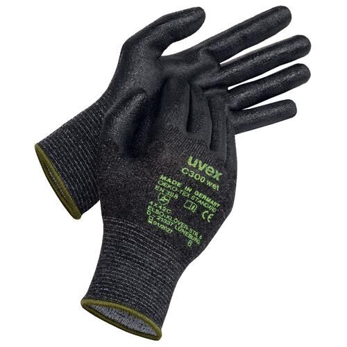 UVEX Schnittschutz-Handschuh C300 wet Gr. 8 Elastomer grau/schwarz 6054.2