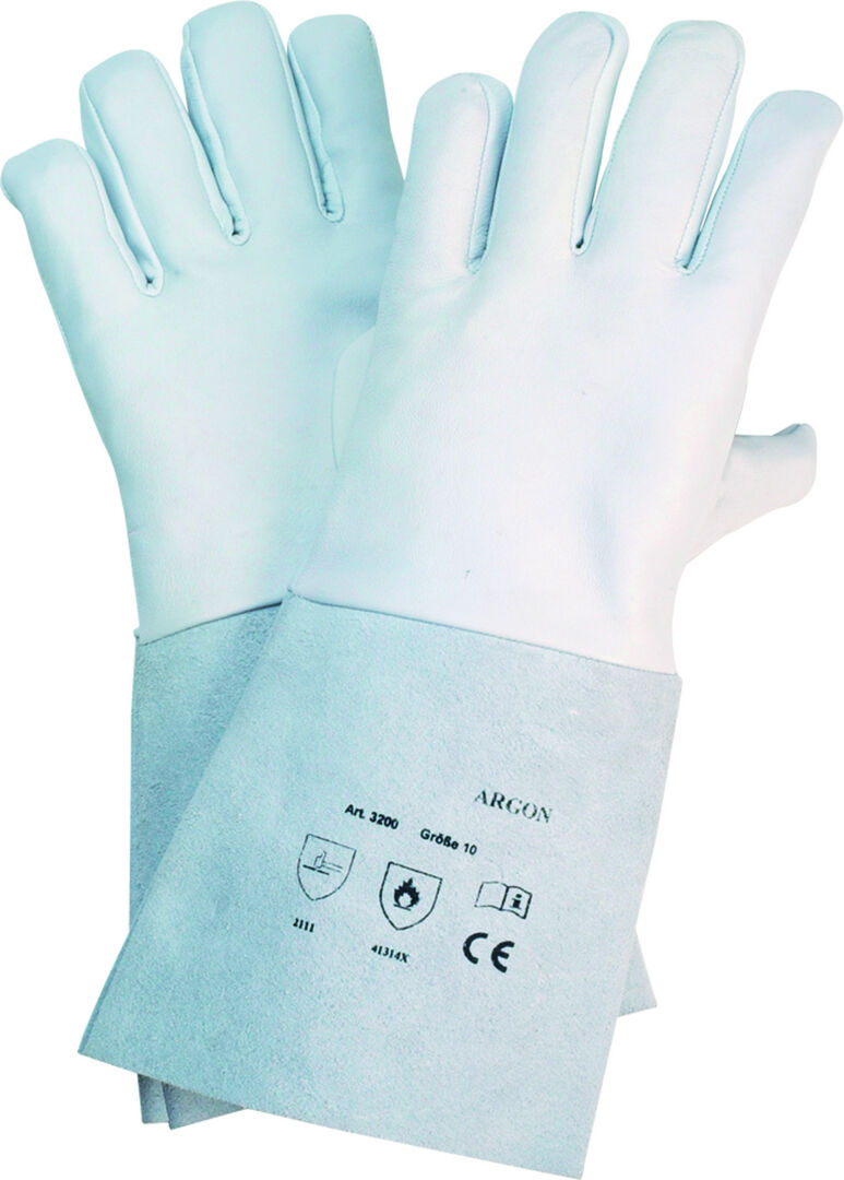 NITRAS Schweißerhandschuhe Gr. 10 Vollnappa ARGON mit Spaltlederstulpe 35cm