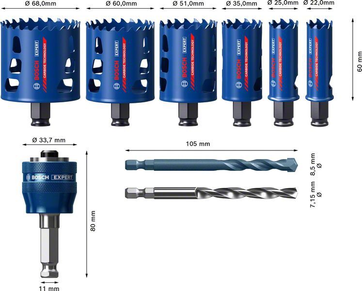 BOSCH Lochsägen Set EXPERT ToughMaterial 9-teilig