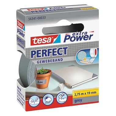 TESA Gewebeband 19mm 2,75m grau extra Power Perfect 56341-00033