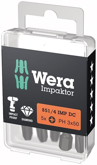WERA Kreuzschlitz Bit 1/4" Impaktor PH 3x50mm 851/4 IMP DC
