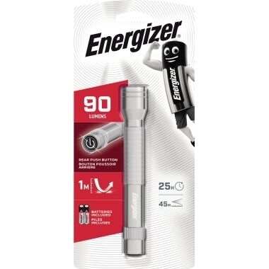 ENERGIZER Taschenlampe E300695900 Metall LED + 2AA Batterien silber