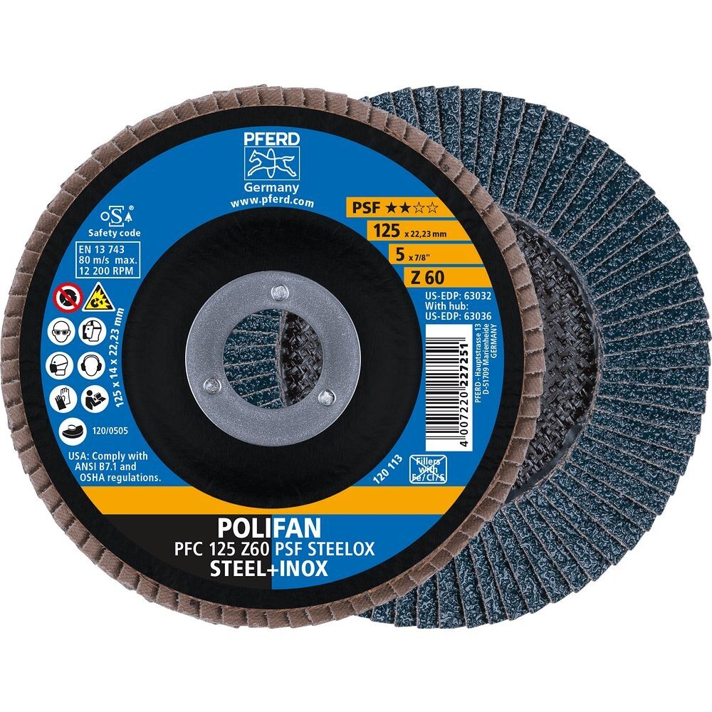 PFERD Polifan Fächerschleifscheibe PFC 125-22 Z 60 Plus