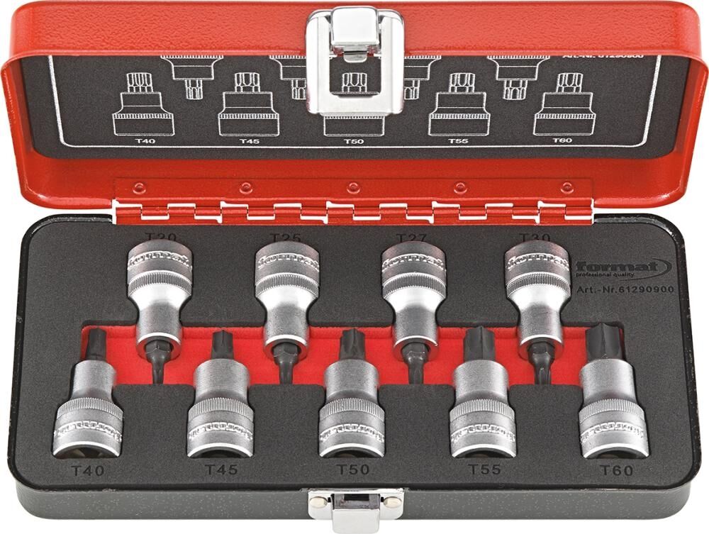 FORMAT Schraubendrehereinsatz Set 1/2" TX 9-teilig