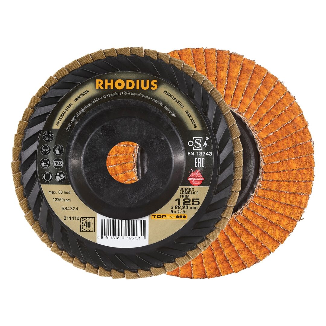 RHODIUS Lamellenschleifscheibe 125mm K40 Jumbo Longlife Trim