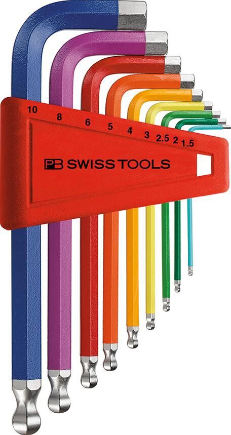 PB SWISS TOOLS Tools Winkelschraubendrehersatz im Kunststoffh. 9-tlg. 1,5-10mm Rainbow