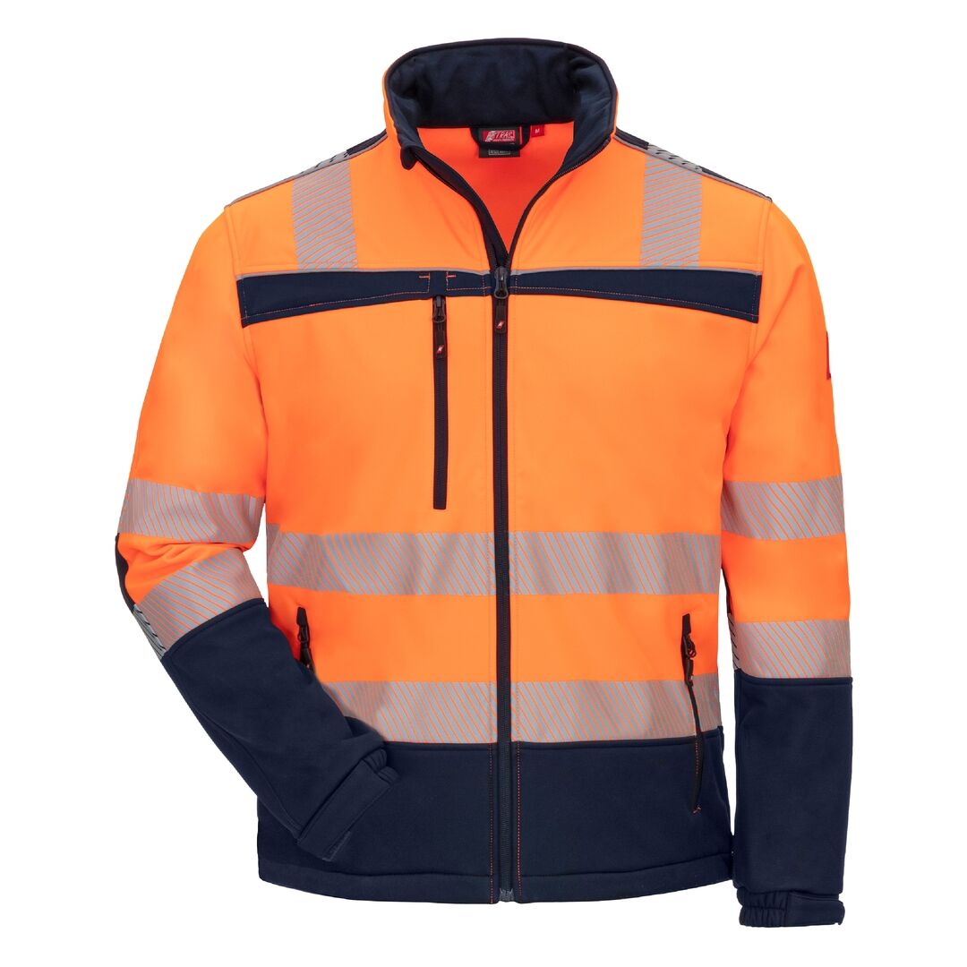 NITRAS Warnschutz Softshelljacke MOTION TEX VIZ Kl. 2 Gr. L hi-vis orange/marine 7172