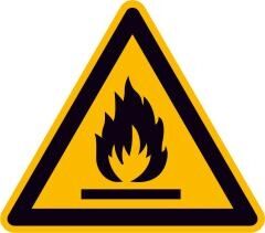Warnschild feuergefährliche Stoffe PVC-Folie selbstklebend
