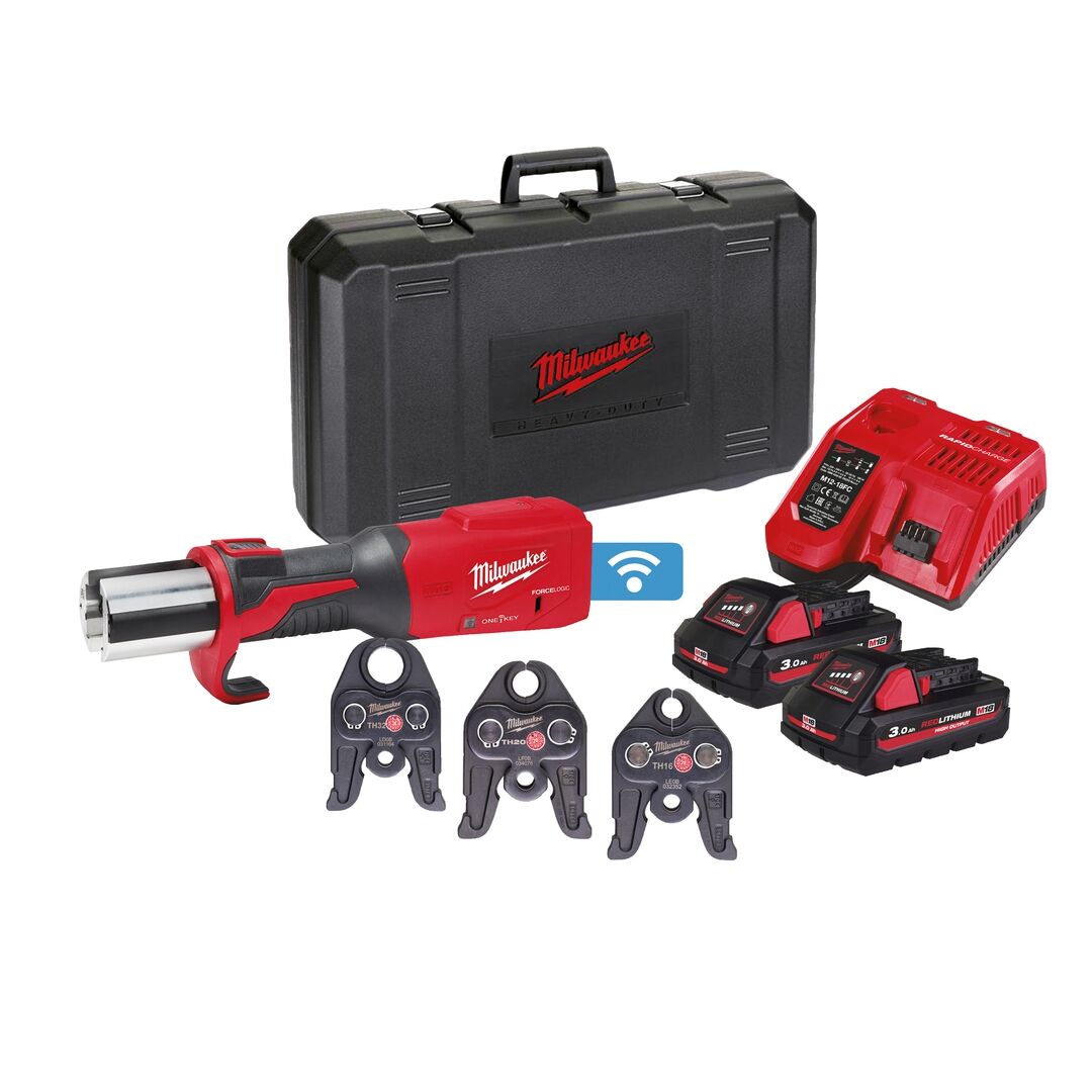 MILWAUKEE Akku-Presswerkzeug Sanitär M18ONEBLHPT-302C TH-SET 3 TH Backen