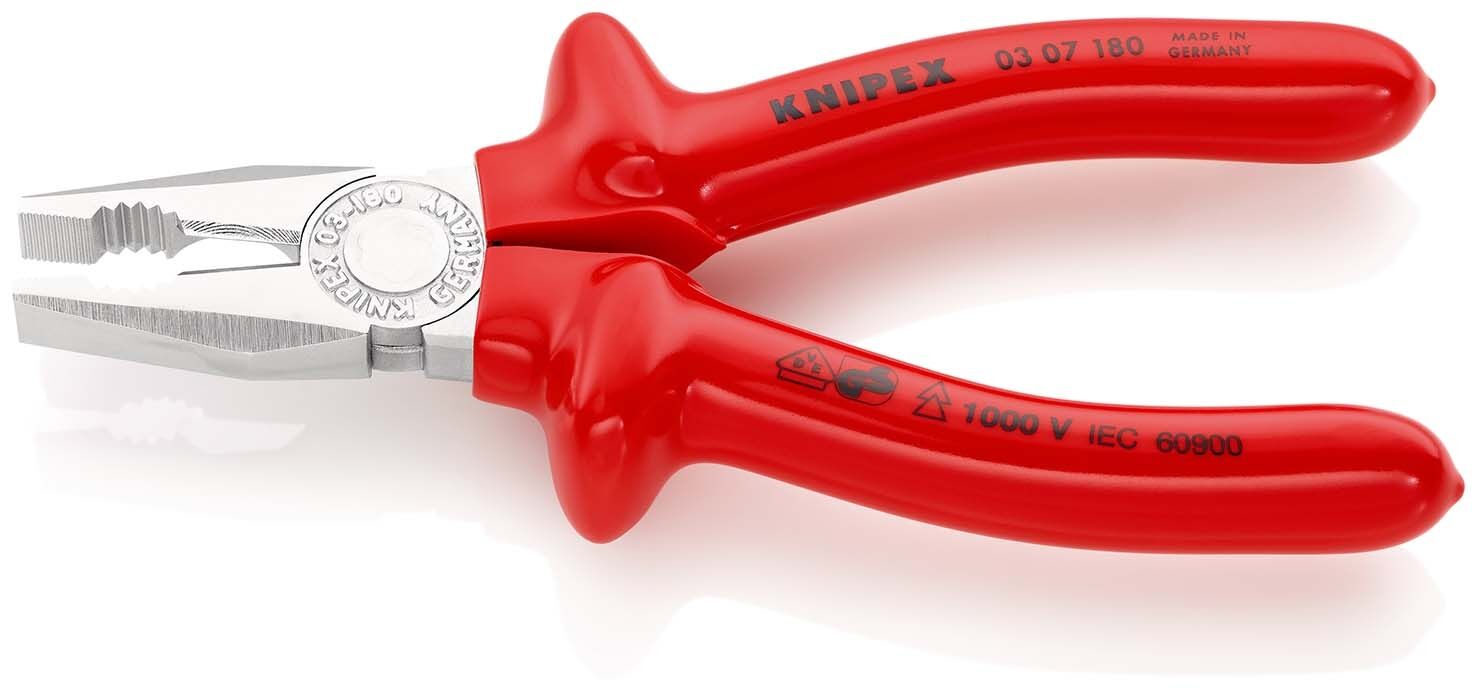 KNIPEX Kombizange 180mm tauchisoliert VDE verchromt 03 07 180