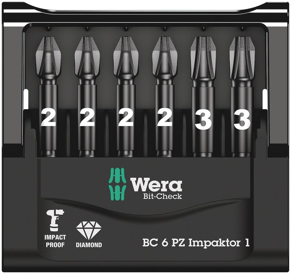 WERA Bit Set Impaktor 50mm PZ 6-teilig