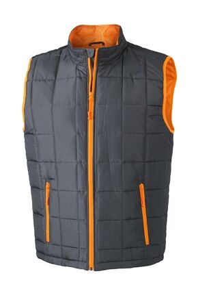 JAMES & NICHOLSON Steppweste Light Weight carbon/orange Gr. L