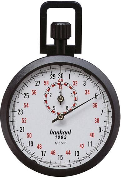 HANHART Präzisions-Kronen-Stoppuhr 1/10-Sek. 15 min.