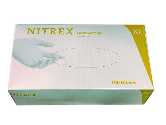 NITRAS LATEX-Einmalhandschuh GEPUDERT mit Rollrand Box a 100 Stk. Gr. 7 S