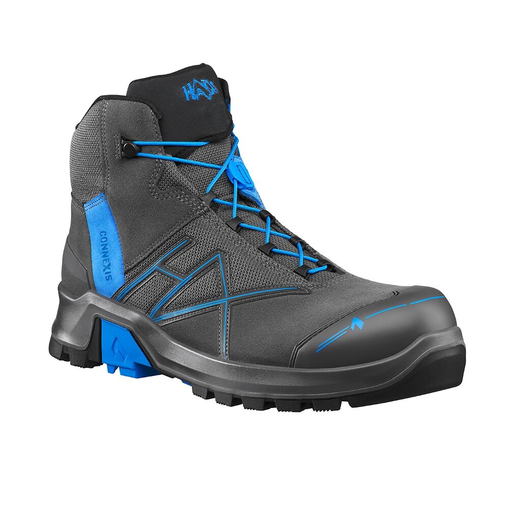 HAIX Sicherheitsschuhe CONNEXIS Safety+ S3 Gr. 45 UK 10,5 GTX ESD mid grey-blue
