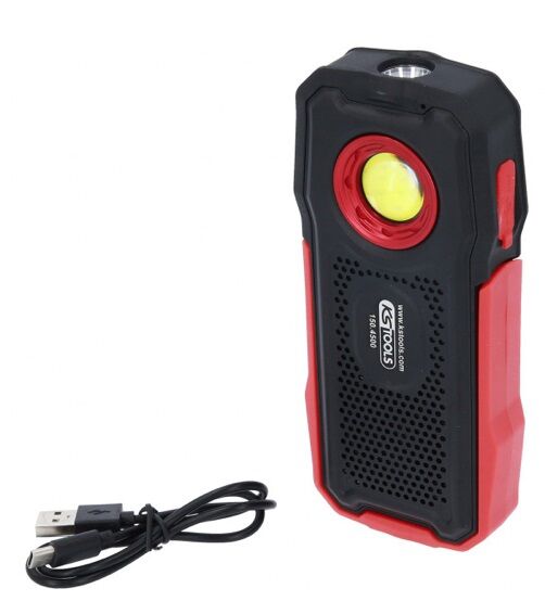 KS TOOLS Werkstatt Handlampe 500 Lumen mit Bluetooth Lautsprecher