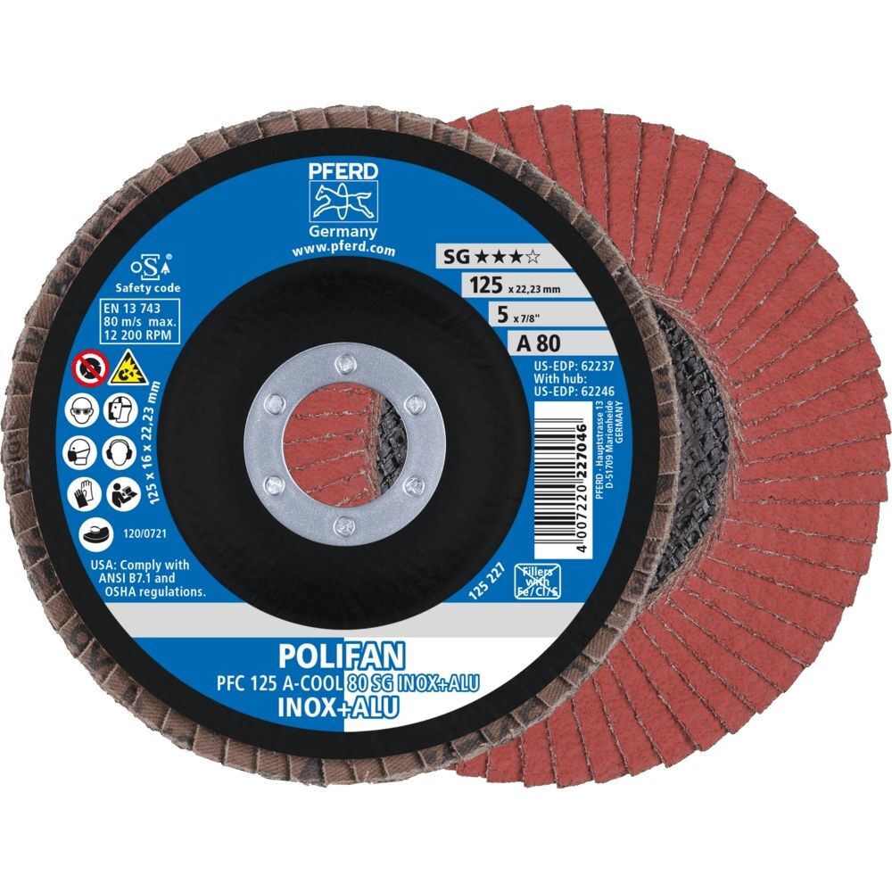 PFERD Fächerschleifscheibe gewölbt 125mm A80 SG-COOL