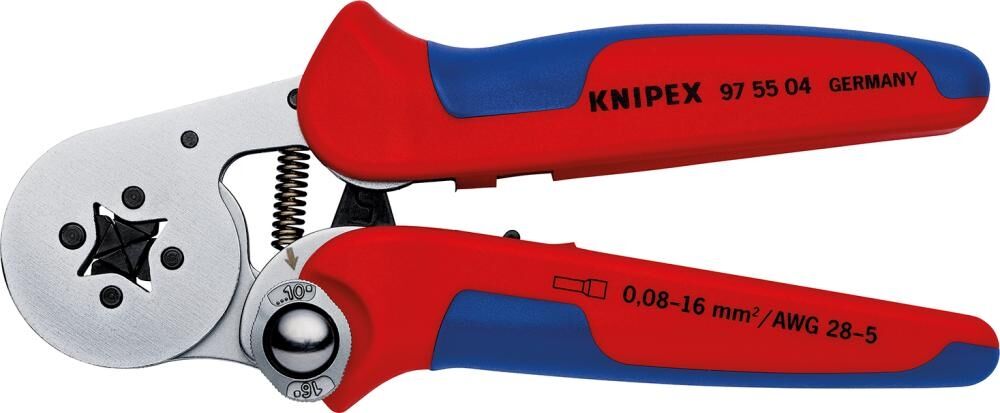 KNIPEX Selbsteinstellende Crimpzange 180mm für Aderendhülsen verchromt 97 55 04