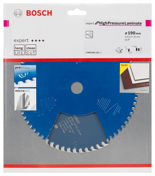 BOSCH Kreissägeblatt HW Expert High Pressure Laminate 190x30x2,6 56T