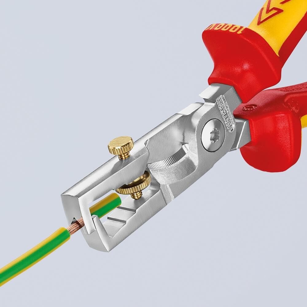 KNIPEX Abisolierzangen Kabelschere 180mm StriX Mehrkomponenten-Hülle VDE verchromt 13 66 180