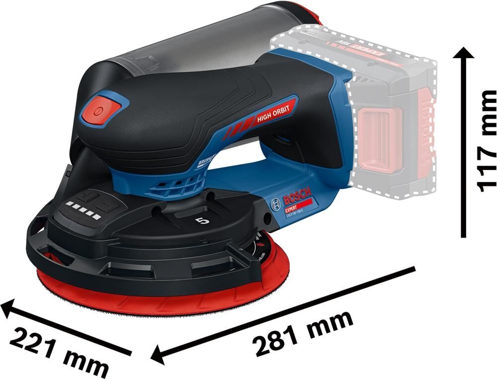 BOSCH EXPERT Akku-Exzenterschleifer EXEX18V-150-5, solo, in L-BOXX