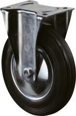 BS ROLLEN Bockrolle 160mm LG. R Stahlblech verzinkt Gummirad
