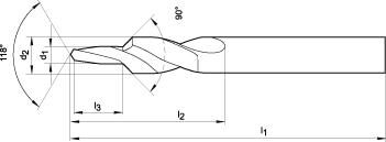 FORMAT Kurzstufenbohrer 90 Grad M 5 Durchgangsloch HSS