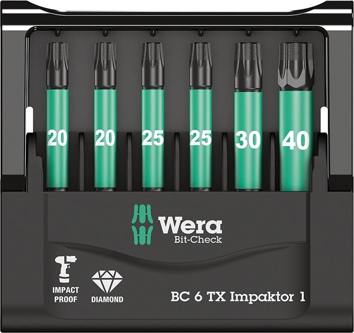WERA Bit Set Impaktor 50mm TX T20-T40 6-teilig