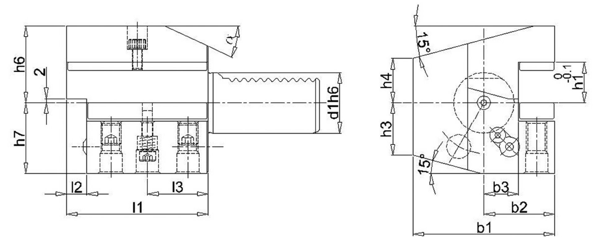 FORTIS VDI Axial Werkzeugh. Re. C3 30x20mm Überk.