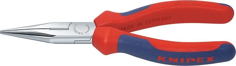 KNIPEX Flachrundzange mit Schneide 140mm Mehrkomponenten-Hülle verchromt 25 05 140