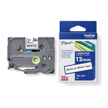 BROTHER P-touch Schriftbandkassette TZE231 12mm 8m laminiert schwarz/weiß