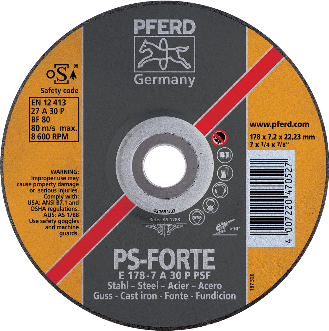 PFERD Schruppscheiben für Stahl- & Gussb. 230x8,3 gekröpft