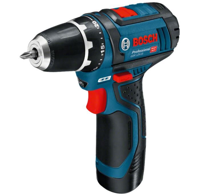 BOSCH Akku-Bohrschrauber GSR 12V-15 2x2,0Ah Ladegerät L-BOXX