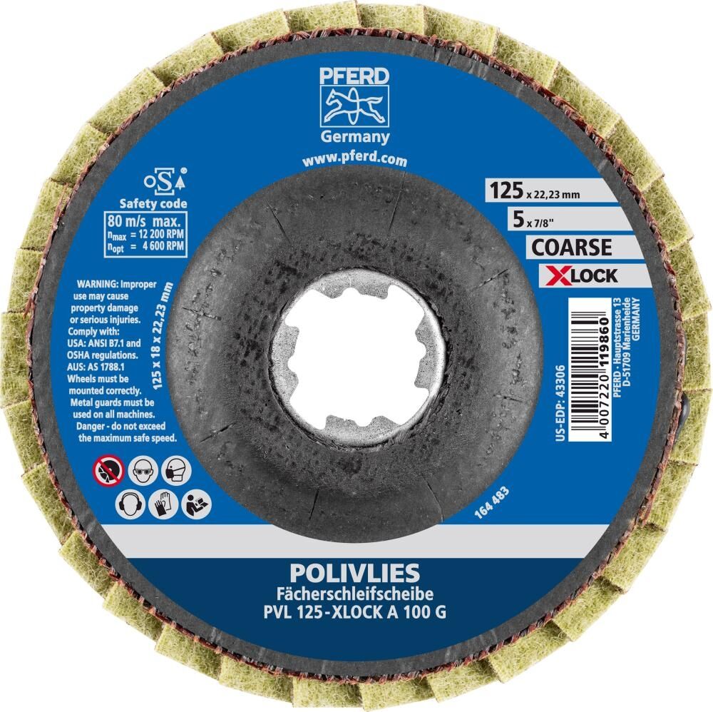 PFERD Fächerschleifscheibe Polivlies 125mm PVL A 240 F X-LOCK