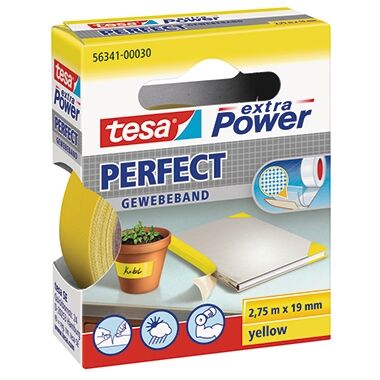 TESA Gewebeband 19mm 2,75m gelb extra Power Perfect 56341-00030