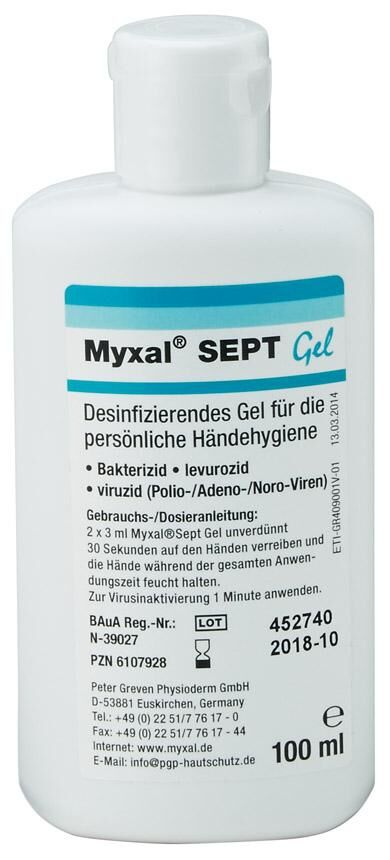 MYXAL Händedesinfektion SEPT Gel 100ml Flasche