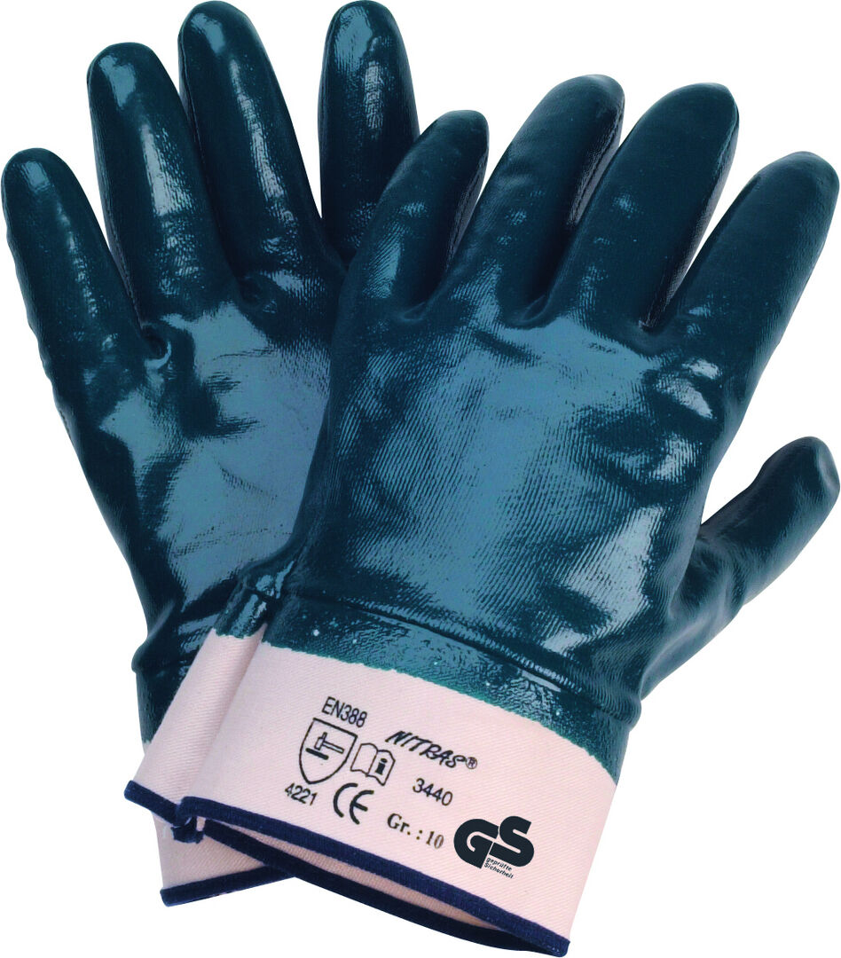 NITRAS Montage-Handschuh Weser Gr. 10 Nitril blau vollbesch. Stulpe