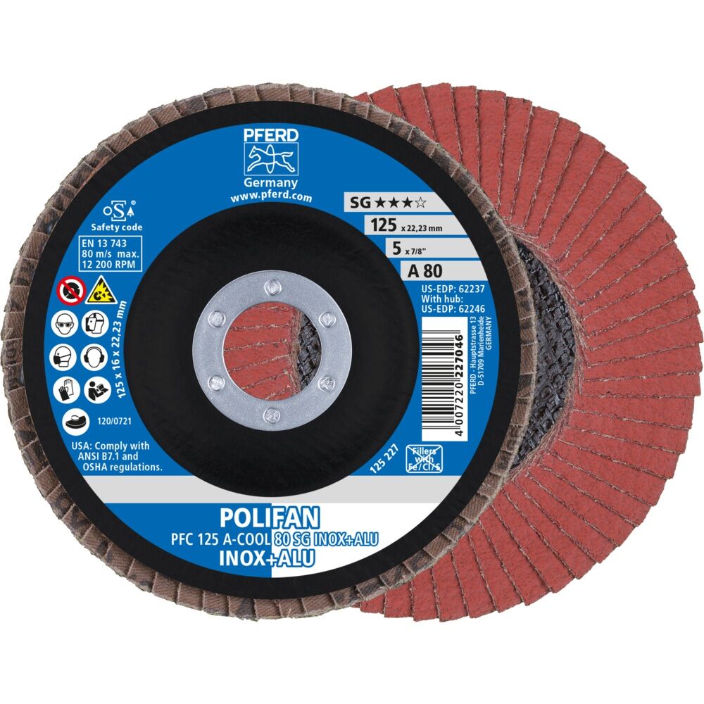 PFERD Fächerschleifscheibe gewölbt 125mm A 80 SG -COOL