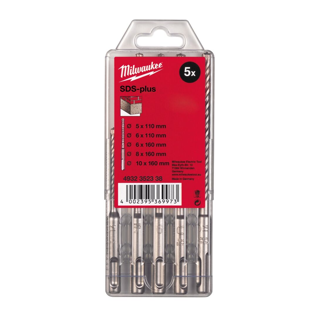 MILWAUKEE Hammerbohrer Set M2 SDS-plus 5-teilig 5/6x110mm 6/8/10x160mm