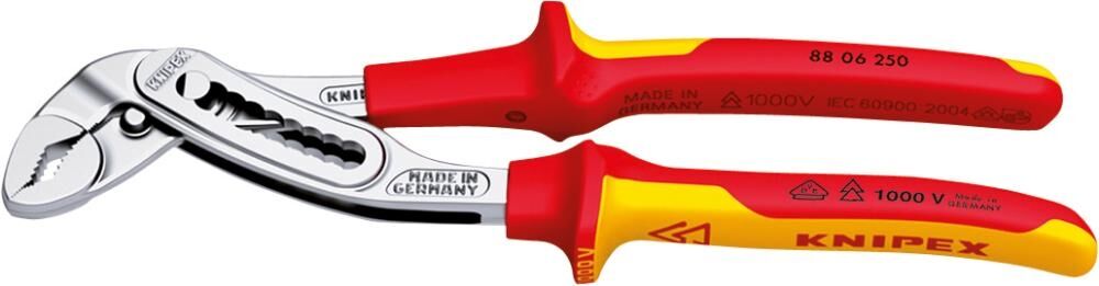 KNIPEX Wasserpumpenzange 250mm Alligator Rohrzange isoliert VDE verchromt 88 06 250