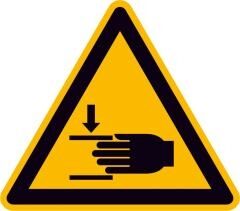 Warnschild Handverletzung Alu geprägt SL 100mm