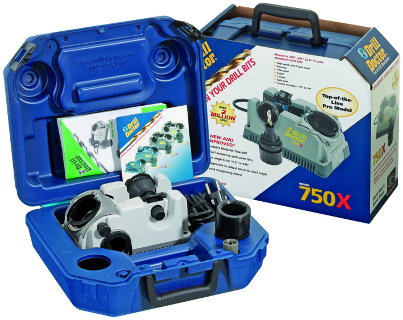 DRILLDOCTOR Drill Doctor Bohrerschleifgerät 750 x für D. mit 2,5mm-19mm mit Tasche