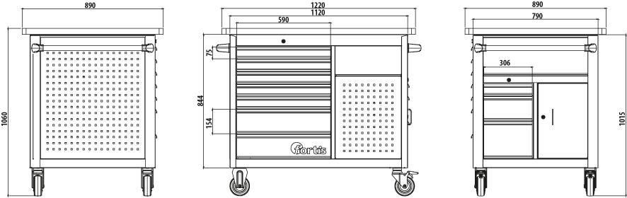 FORTIS Rollwerkbank 1120x790x1005mm