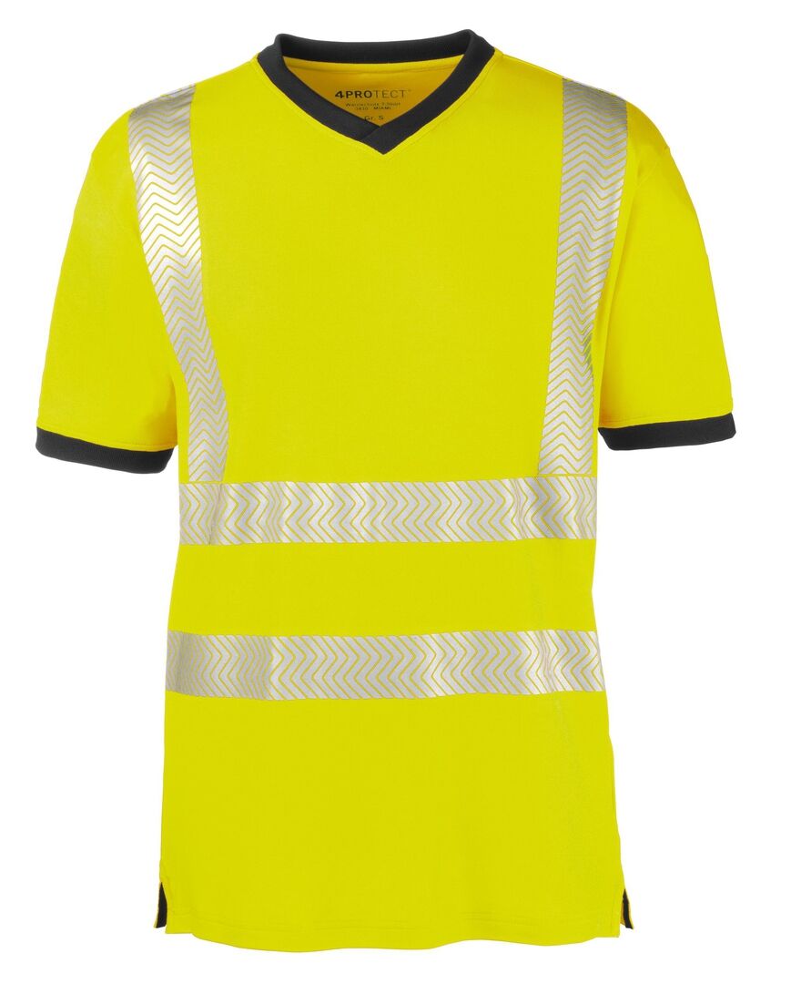 4PROTECT Warnschutz-T-Shirt Miami Gr. L leuchtgelb/grau 3431