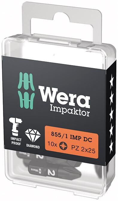 WERA Impaktor-Bit 1/4" Kreuzschlitz PZ 2x25mm 10er Pack