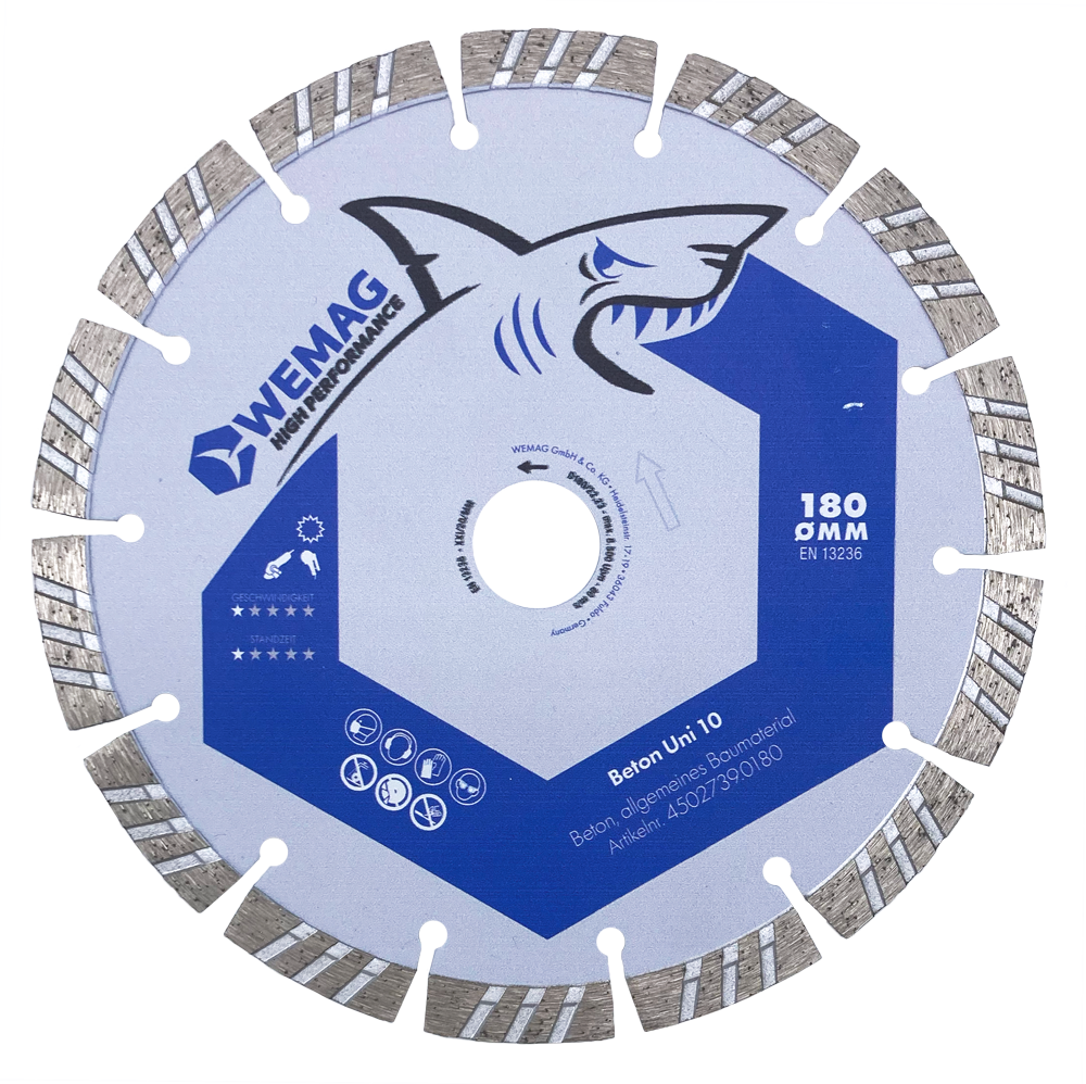WEMAG HIGH PERFORMANCE WEMAG-HP Diamant-Trennscheibe BETON UNI 180x22,23mm 16 Segmente a 34x2,6x10mm