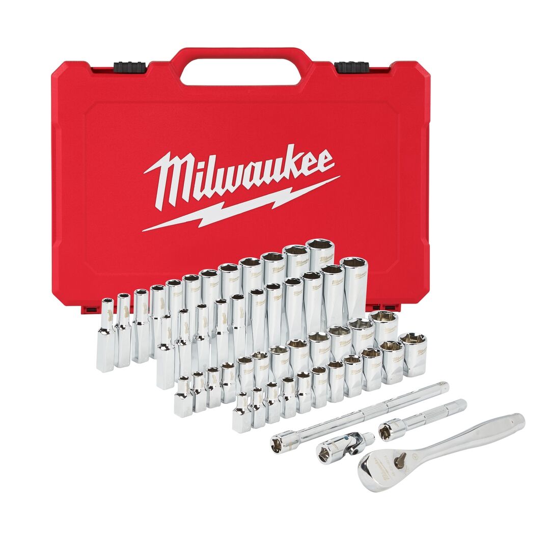 MILWAUKEE Werkzeugsatz 1/4" Ratsche und Steckschlüssel imperial & metrisch 50-teilig