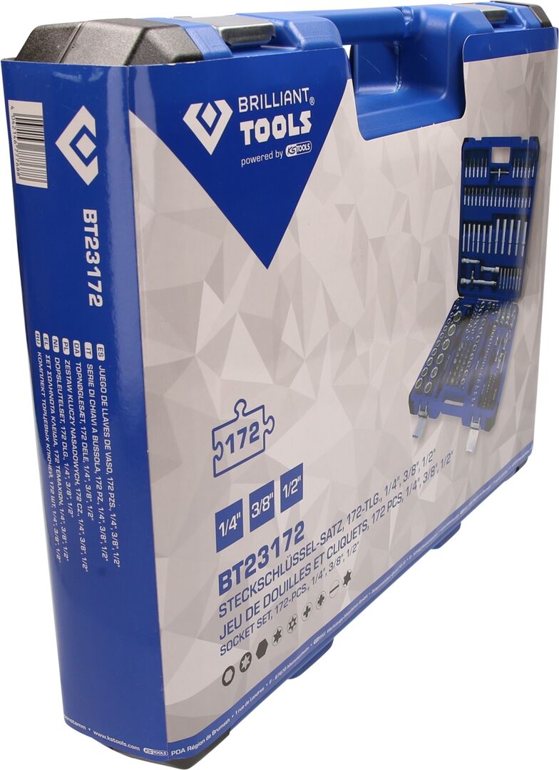 BRILLIANT TOOLS Steckschlüssel Set 1/4" 3/8" 1/2" 172-teilig