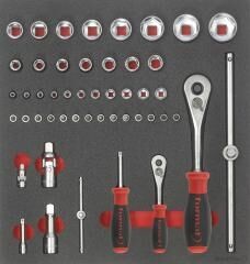FORMAT Modul 2/3 Steckschlüsselsätze 1/4" +1/2" 49-teilig